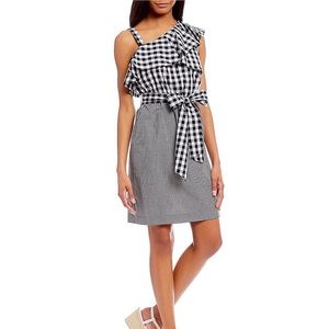 NEW Calvin Klein Gingham One Shoulder Dress